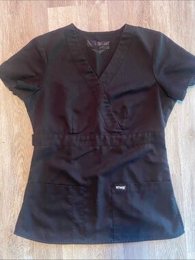 Grey's Anatomy Black Women's V-Neck Scrub Top XS
